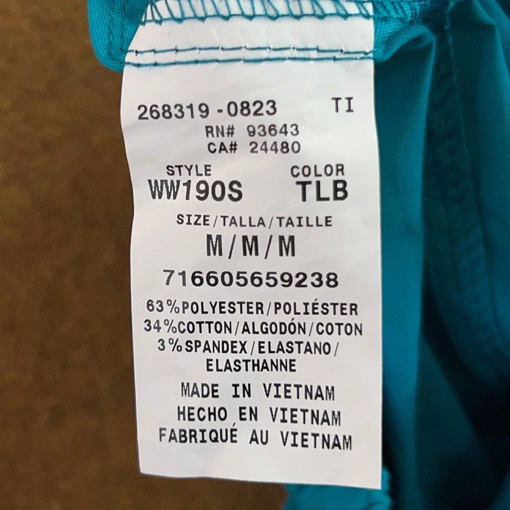 Cherokee Mens Medium Teal Blue Short Traditional Cargo Scrub Pants WW190S NWT